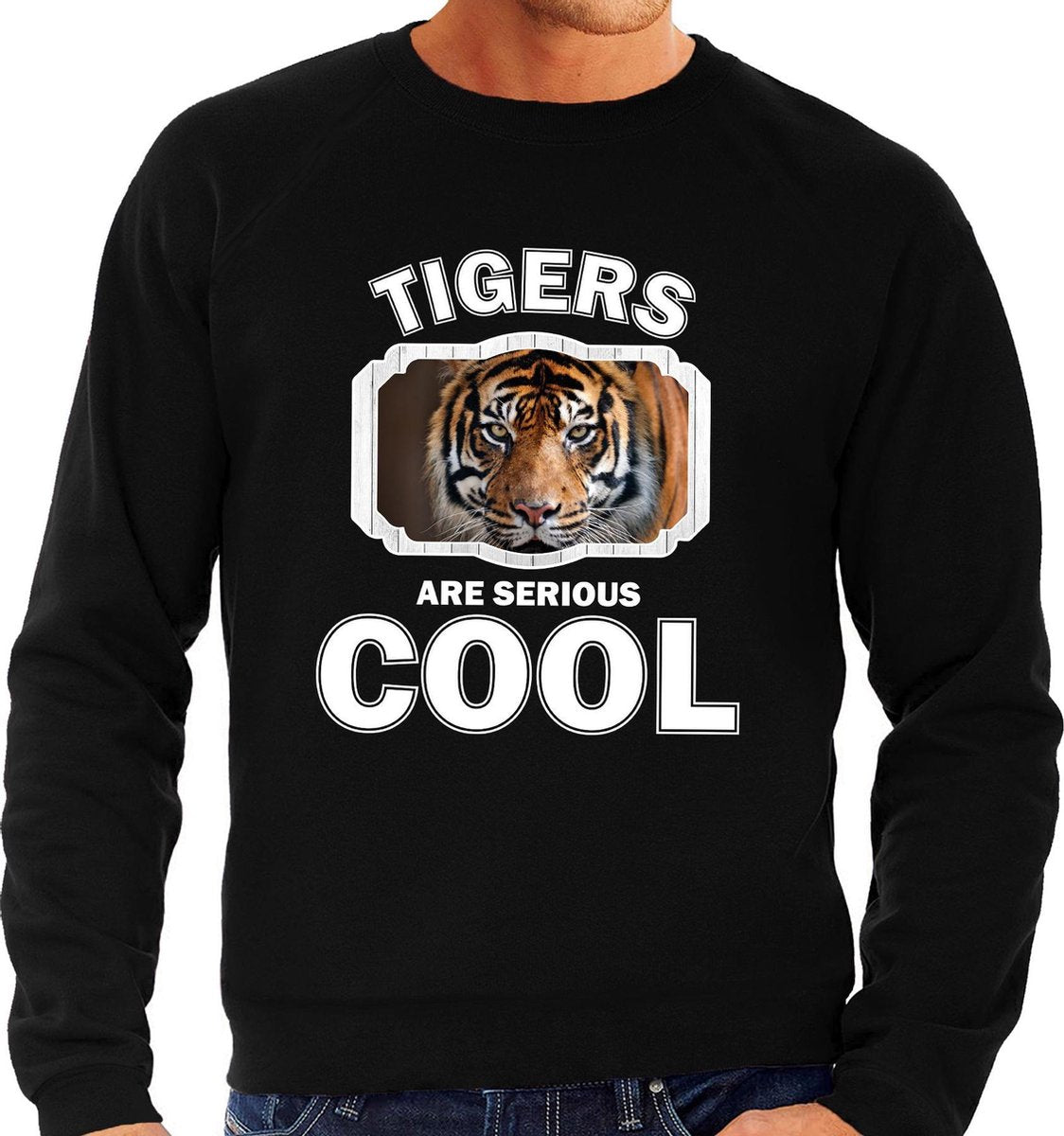Dieren tijgers sweater zwart heren - tigers are serious cool trui - cadeau sweater tijger/ tijgers liefhebber M