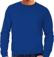 Blauwe sweater / sweatshirt trui met raglan mouwen en ronde hals voor heren - blauw - basic sweaters 2XL (EU 56)