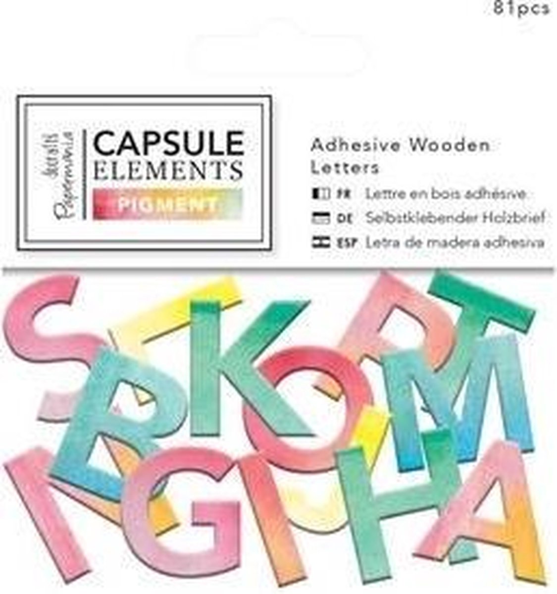 Zelfklevend Houten Alfabet Pak (81  stuks) - Capsule Collection - Elements Pigment