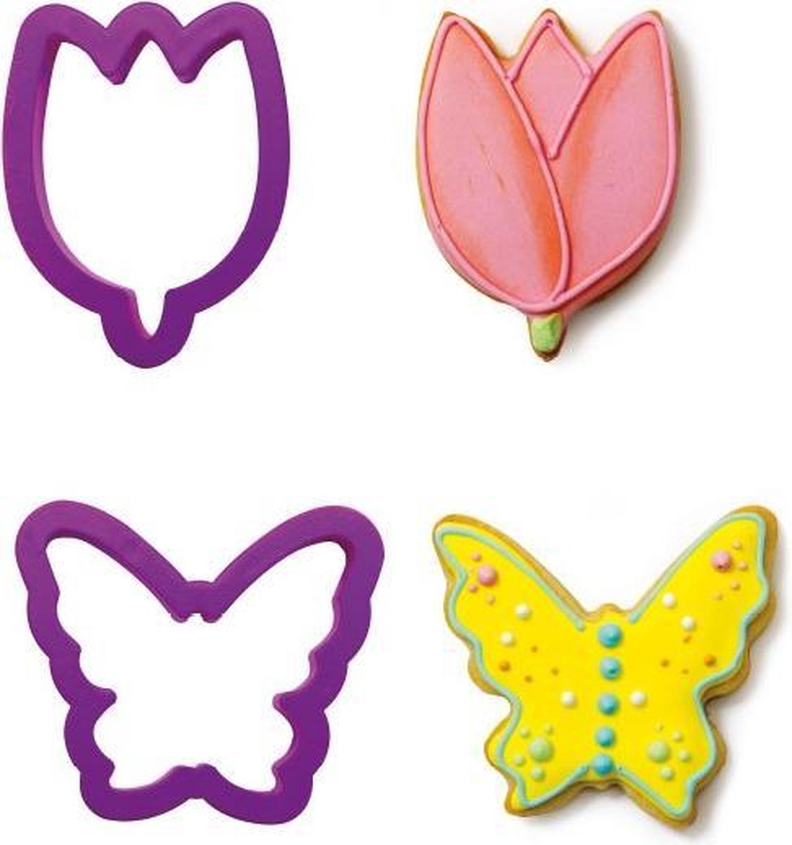 Decora Koekjes Uitsteker Vlinder & Tulip 2 -st-