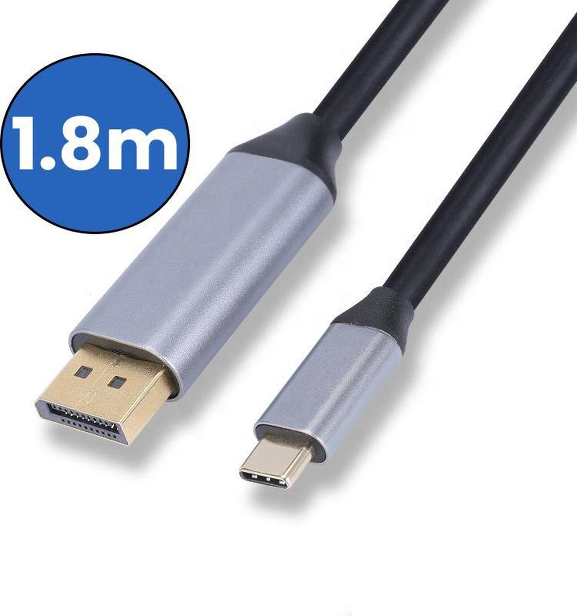 USB-C naar Displayport Adapter - Converter - Ondersteunt 4K 60HZ - Geschikt Voor - Apple / iMac / Macbook (Pro) - Type C naar Display port - 1.8 meter