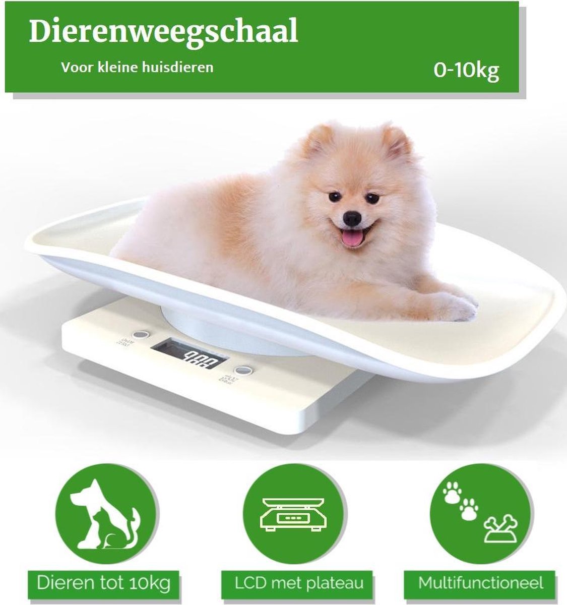 Dierenweegschaal Puppy Kitten Keukenweegschaal digitaal - 10 kg -  Precisie weegschaal - Kleine  Weegschaal
