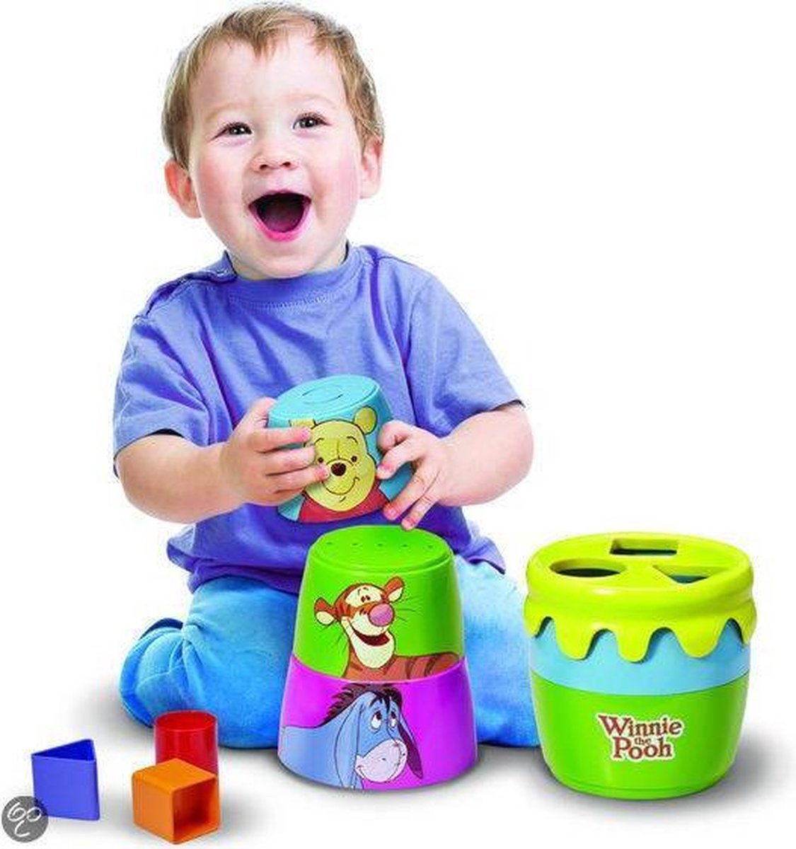 TOMY Winnie de Poeh 4-in-1 Vormen en Stapel Spel