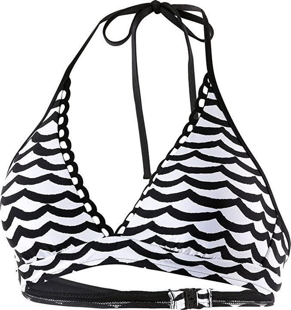 Seafolly Tidal Wave Halter Bra White/Black - Zwart wit geprint bikinitopje Dames - Maat 36