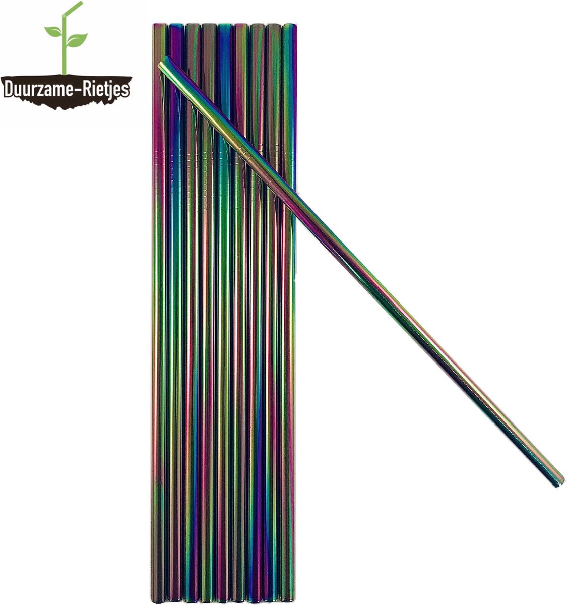 Roestvrijstalen Rietjes  Regenboog | 8 st. Recht | RVS Rietjes | Metalen Rietjes
