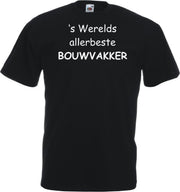 Mijncadeautje T-shirt - 's Werelds beste Bouwvakker - unisex Zwart (maat L)