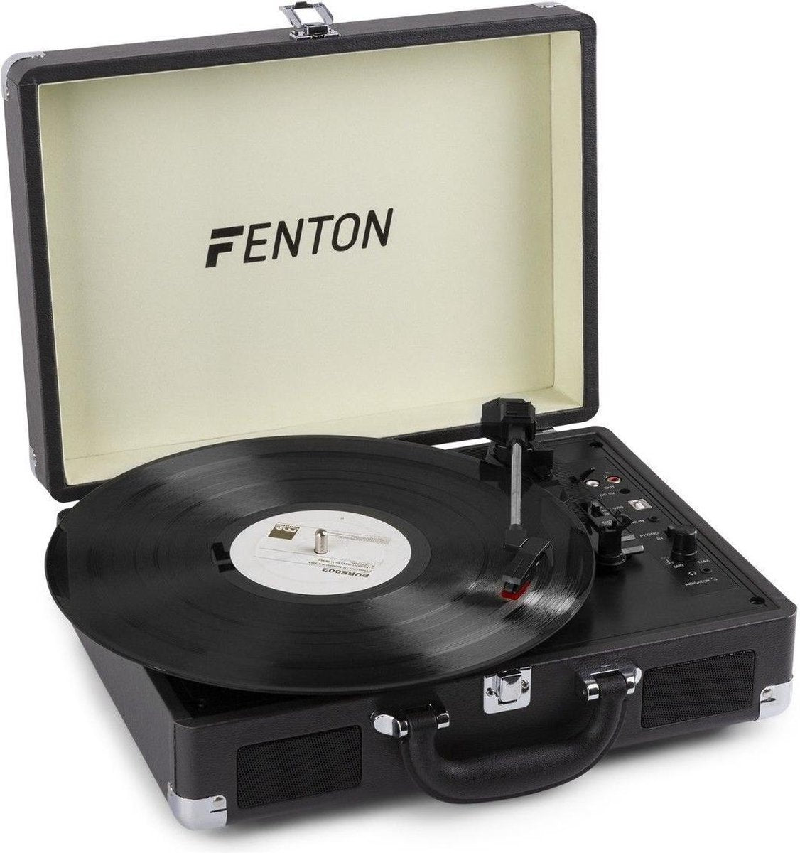 Fenton RP115C - Platenspeler in koffer met Bluetooth en ingebouwde speakers - Zwart
