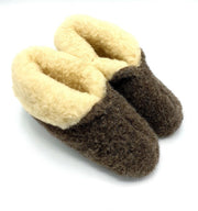 wollen sloffen 100% wol pantoffels -zwart met omslag- maat 41