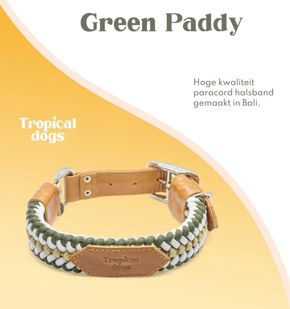 Tropical Dogs - Paracord Halsband - Halsband hond - Green Paddy - Maat XL