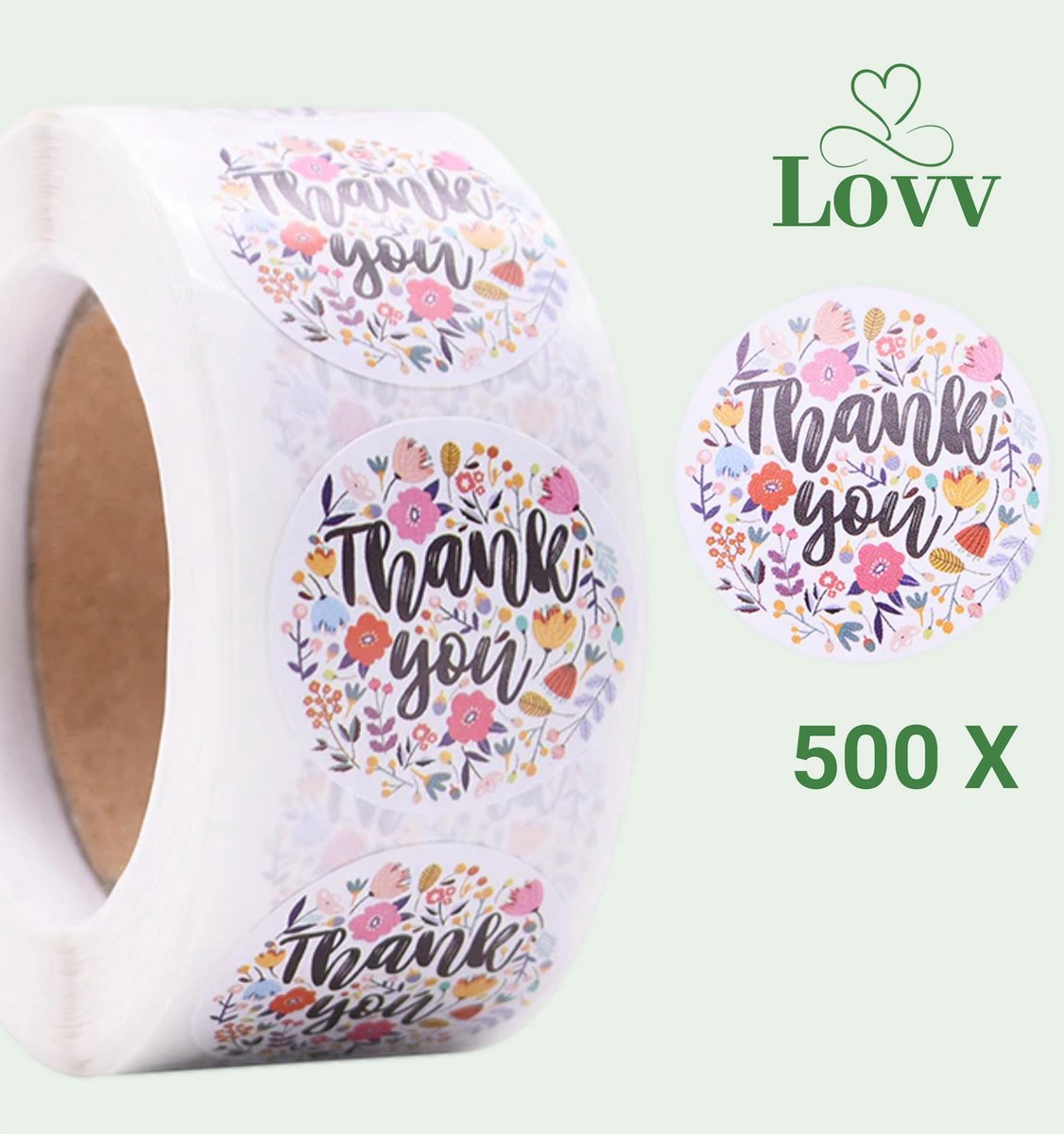 Stickers -Thank You Stickers -Sluitstickers- 500 stuks Stickers op rol
