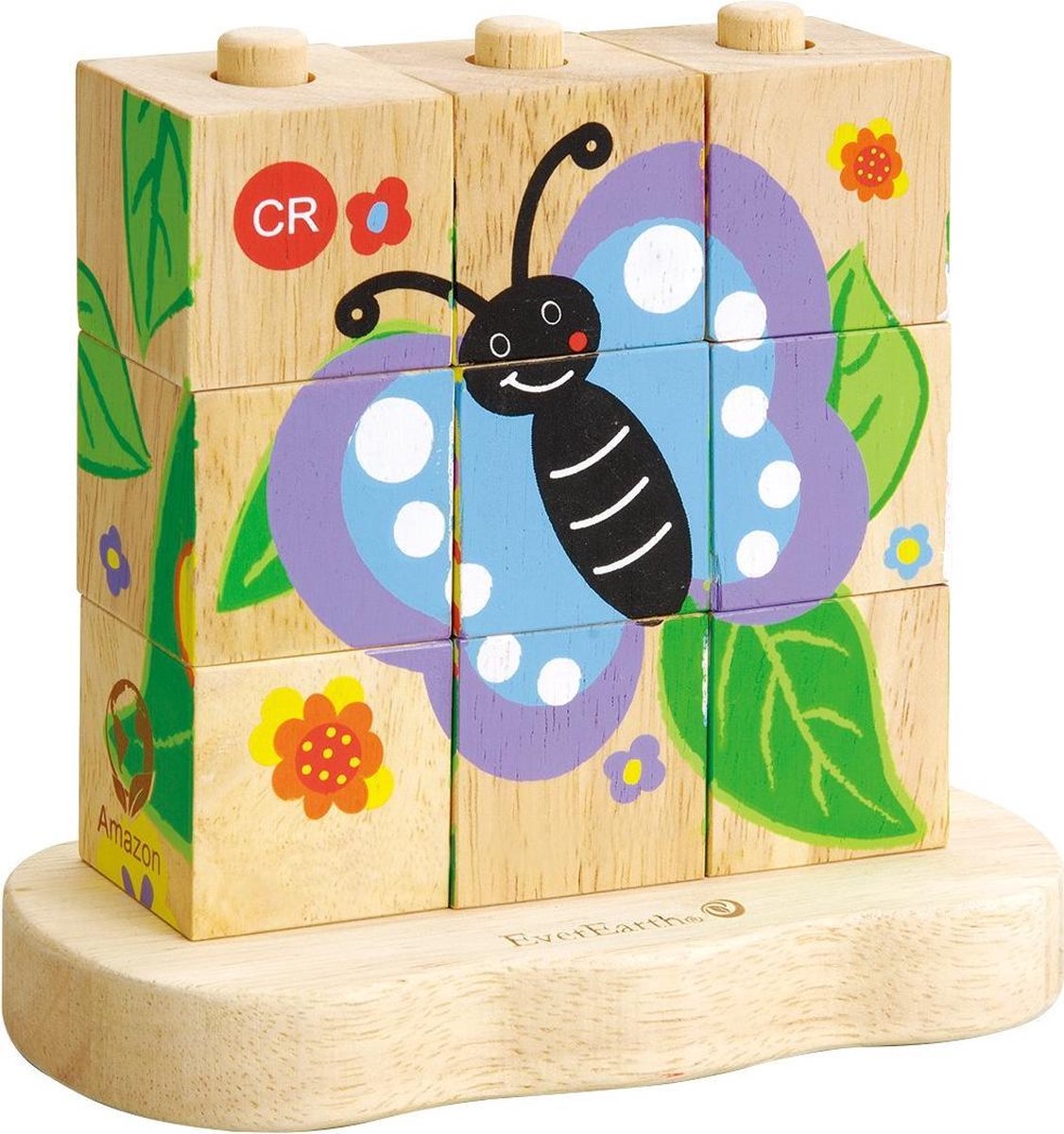 Everearth Blokpuzzel Rups/vlinder Junior Hout 10-delig