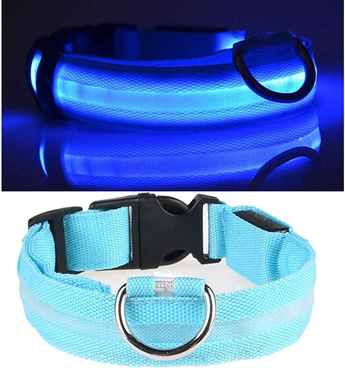 Blauw LED hondenhalsband USB oplaadbaar Super Bright Safety Pet Collar verhoogde zichtbaarheid