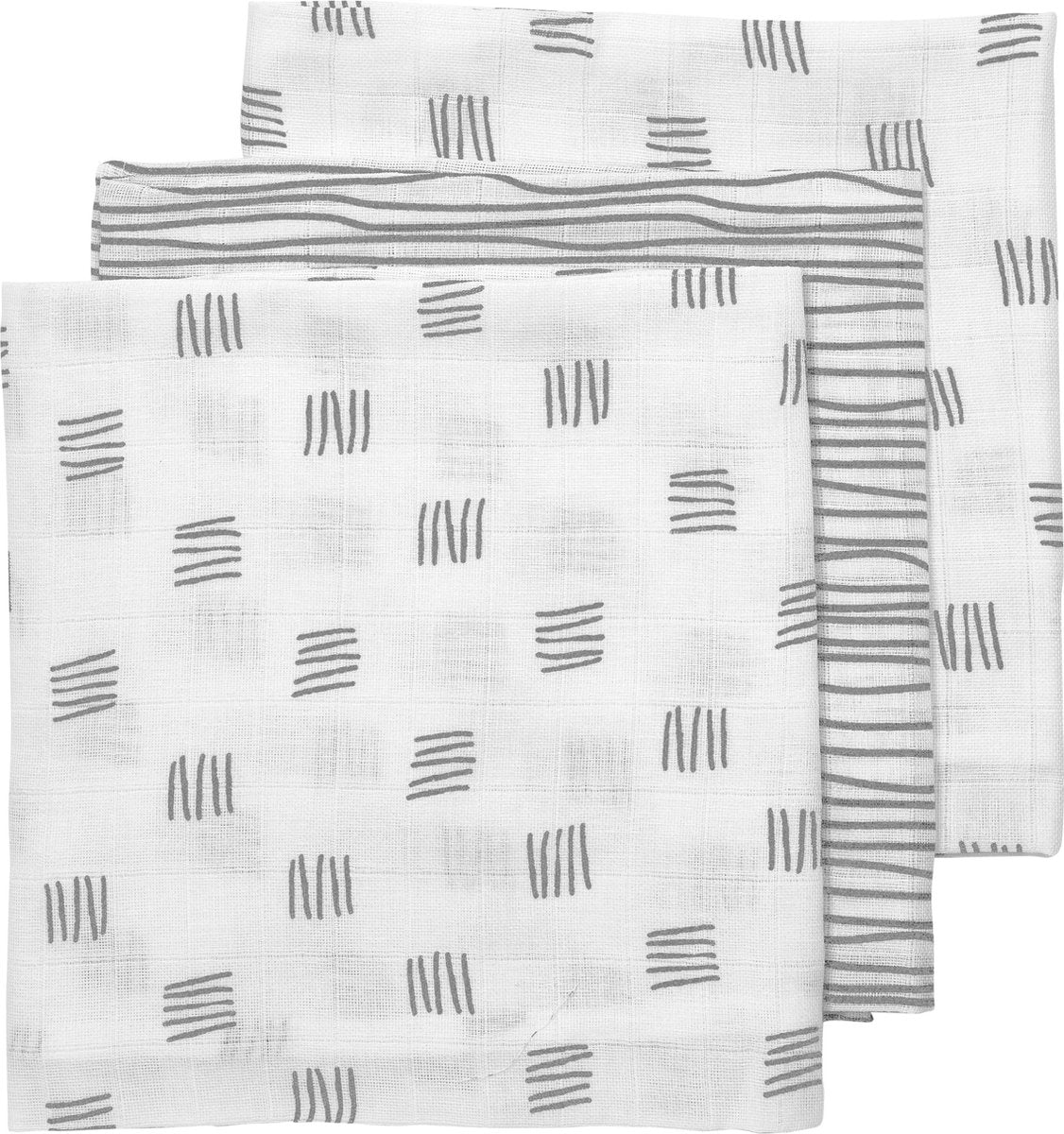 Meyco 3-pack luiers Block stripe - grijs