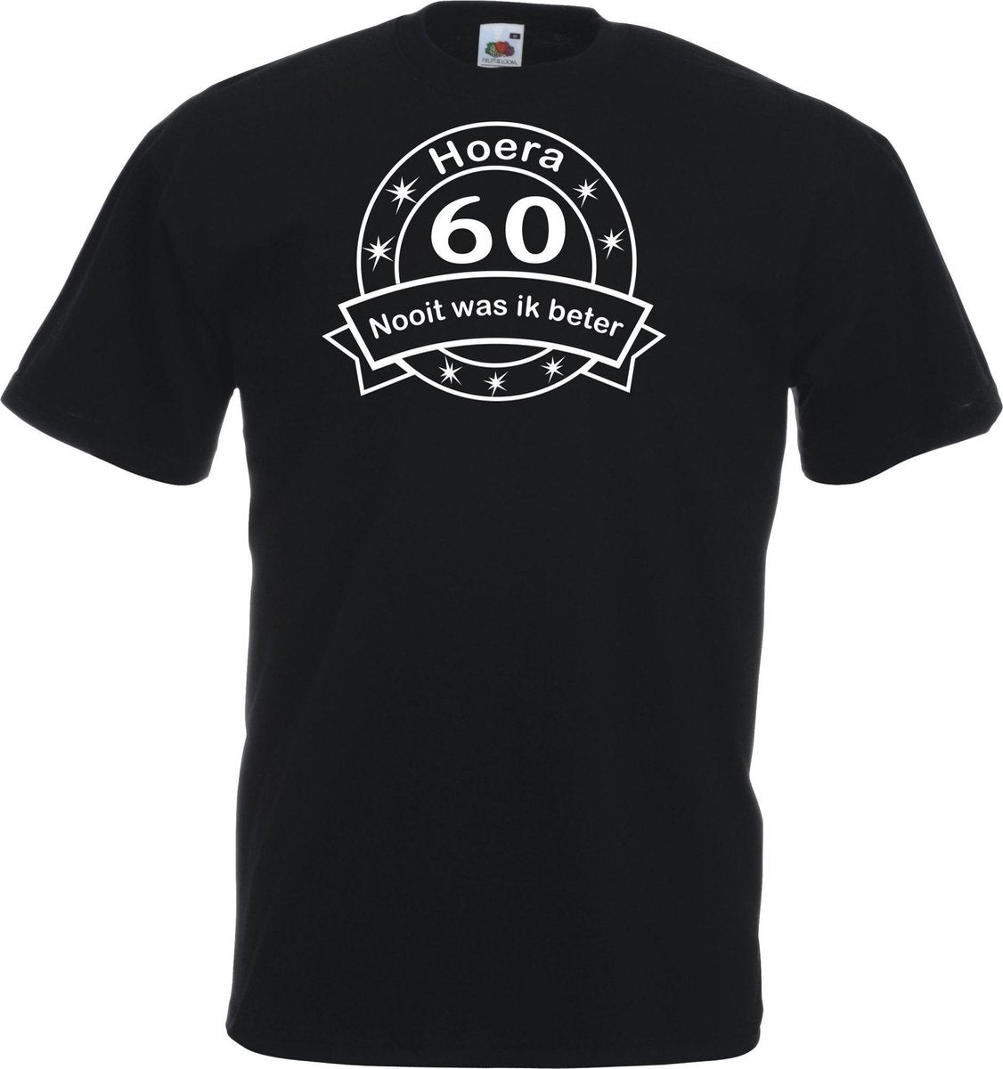 Mijncadeautje - Unisex T-shirt - Hoera 60 nooit was ik beter -  zwart - maat M