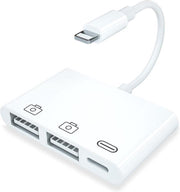 NÖRDIC LGN-104 Lightning naar 2x USB A adapter - 10 cm - Wit