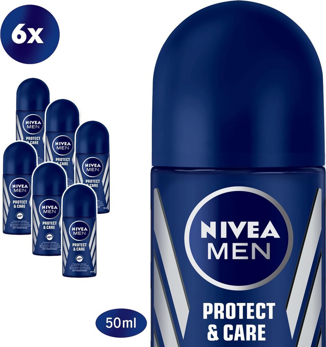 NIVEA MEN Protect & Care - 6 x 50ml - Voordeelverpakking - Deodorant Roller