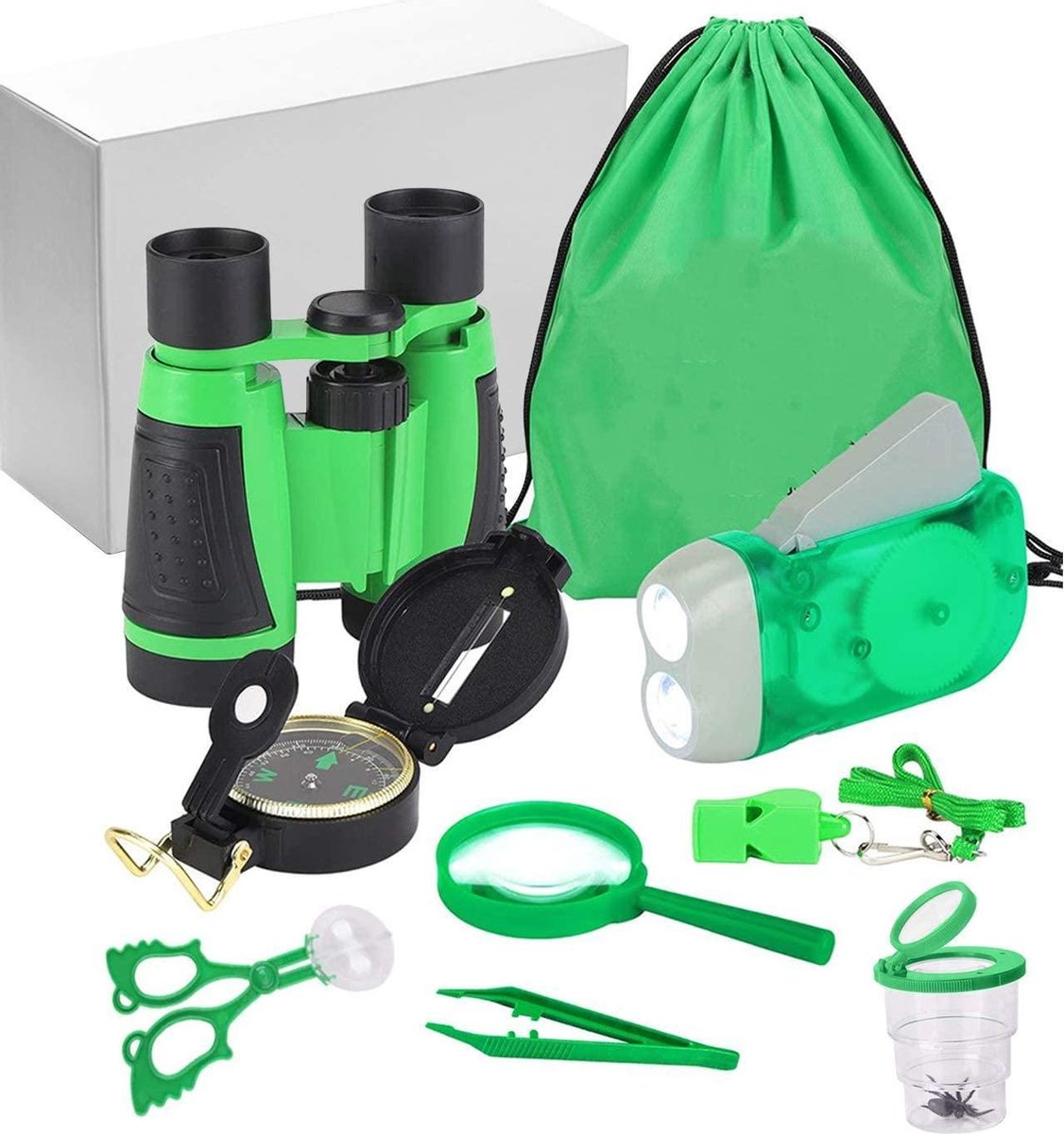 CampGear® - Buitenspeelgoed set XL - Camping speelgoed - Insectenpotje - Insecten speelgoed - 3 t/m 12 jaar - Educatief - Kinder kompas - Kinder verrekijker - Kinder vergrootglas - Kinder microscoop - Vlindernet - XL Kinder insectenkijkerset 8-delig