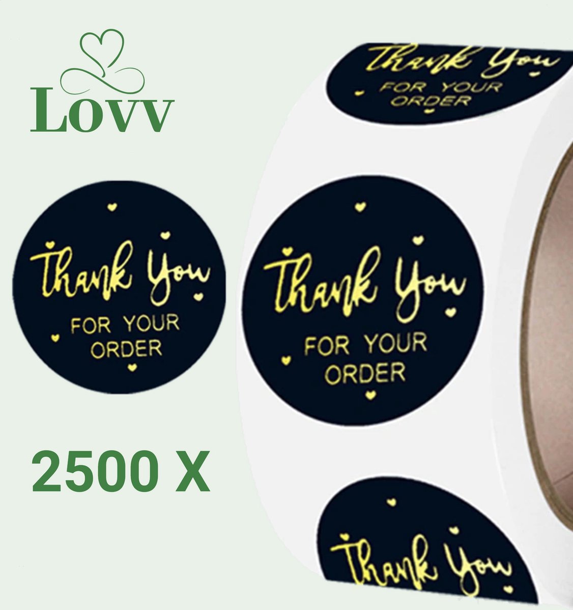5 Rollen Stickers-Thank You For Your Order- Sluitstickers-5 x 500 stuks Stickers op rol