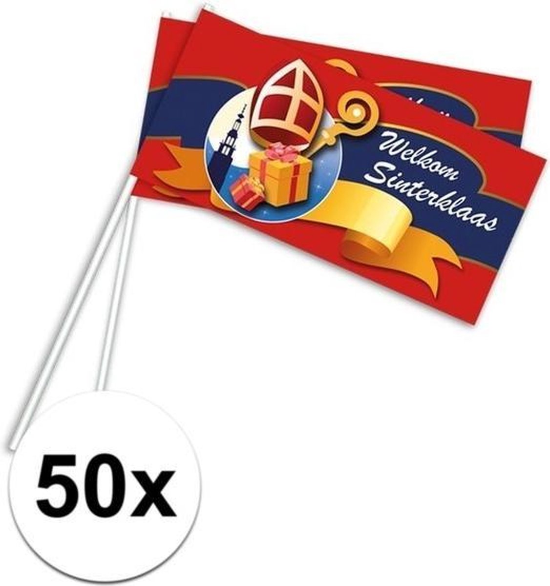 50x Welkom Sinterklaas zwaaivlaggetjes - Sinterklaas vlaggetjes