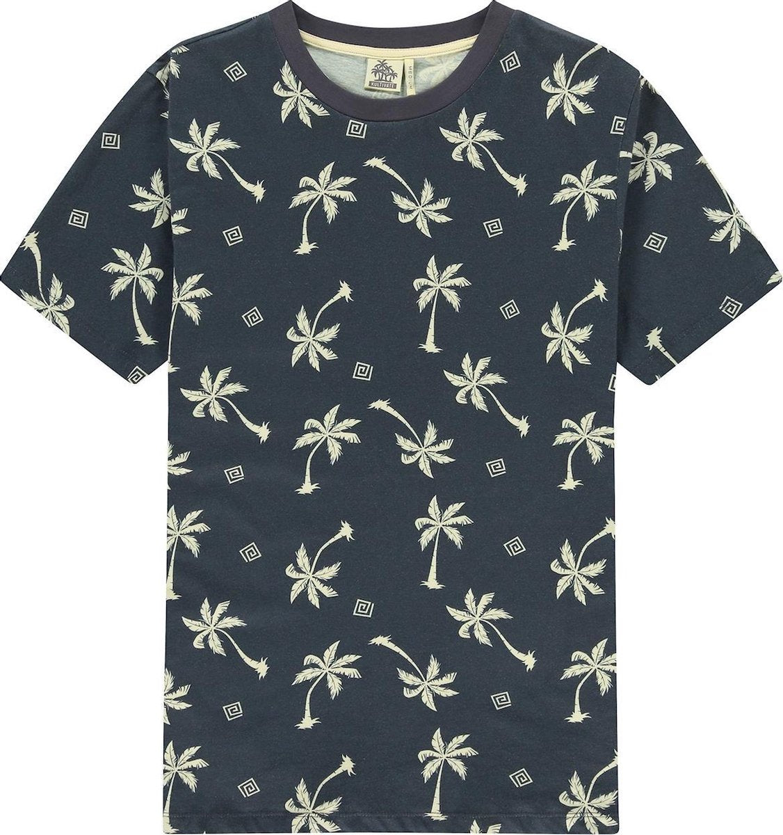 Kultivate T-shirt Ronde Hals Blue Palms Print Graphite (2001020214 - 445)
