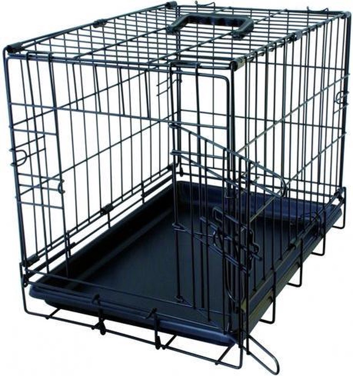 Topmast  Hondenench Small 62 * 44 * 50 CM zwart + luxe teddybont benchkussen grijs voetprint