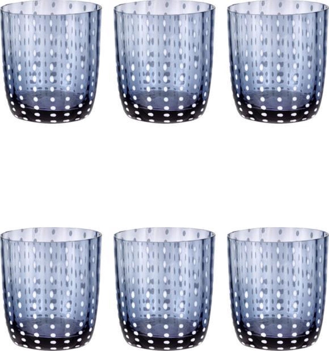 Livellara CARNIVAL Set van 6 Glazen. Stijlvol Design. Hoge Kwaliteit Glas in de Kleur Inktblauw.