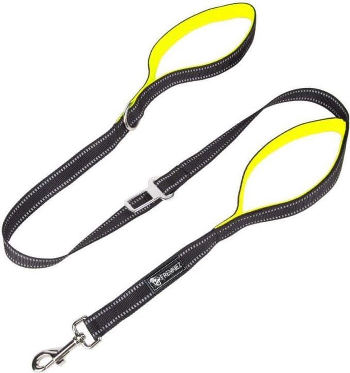 Frenkiez reflective dog leash yellow/green