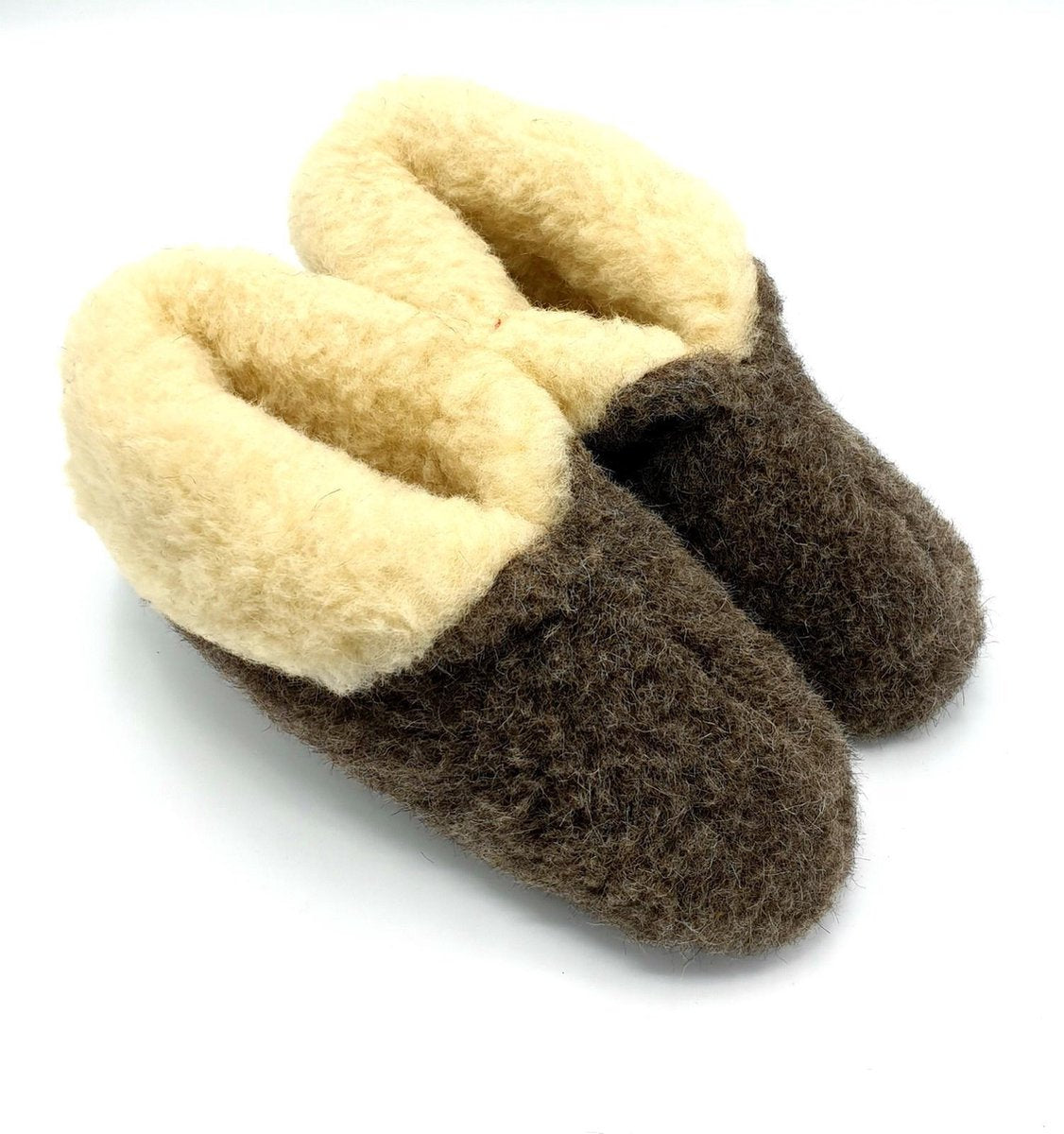 wollen sloffen 100% wol pantoffels -zwart met omslag- maat 40