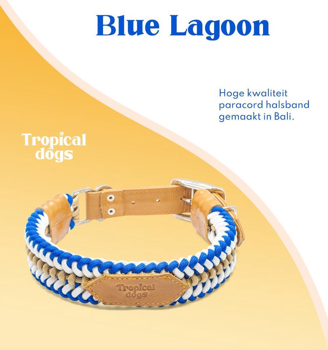 Tropical Dogs - Paracord Halsband - Halsband hond - Blue Lagoon - Maat S