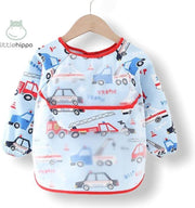 Kinderschort 'Vroom' lange mouwen - Slab met mouwen - Slabbetje Little hippo - Waterproof - Knutselen - Kliederschort - 12 tot 36 mnd