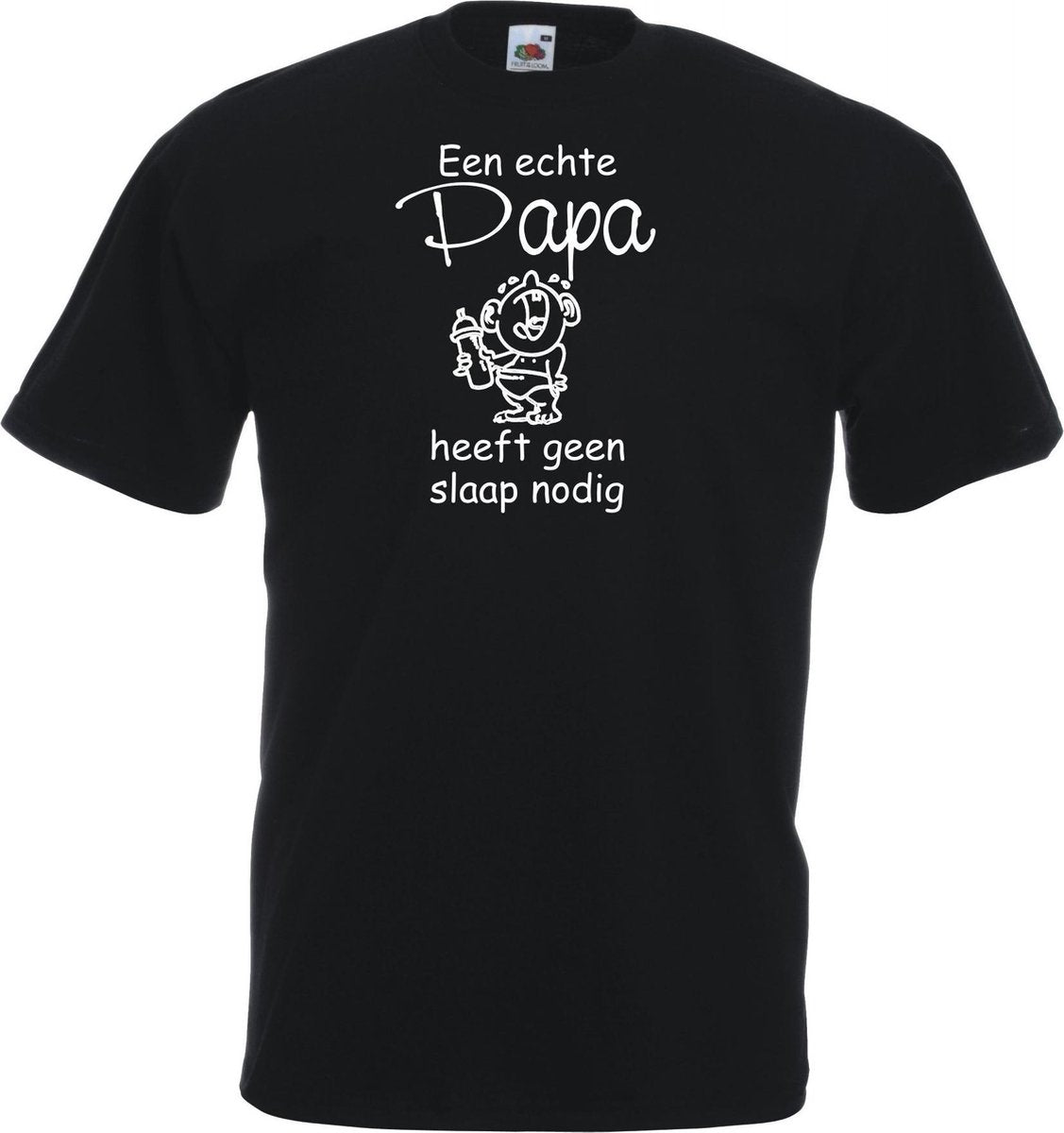 unisex T-shirt - Een echte Papa heeft geen slaap nodig - zwart - maat L