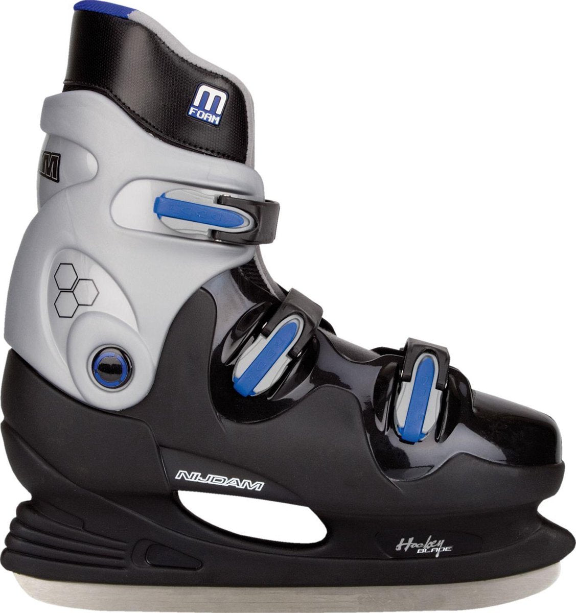 Nijdam IJshockeyschaats - Hardboot - Zwart/Blauw - Maat 45