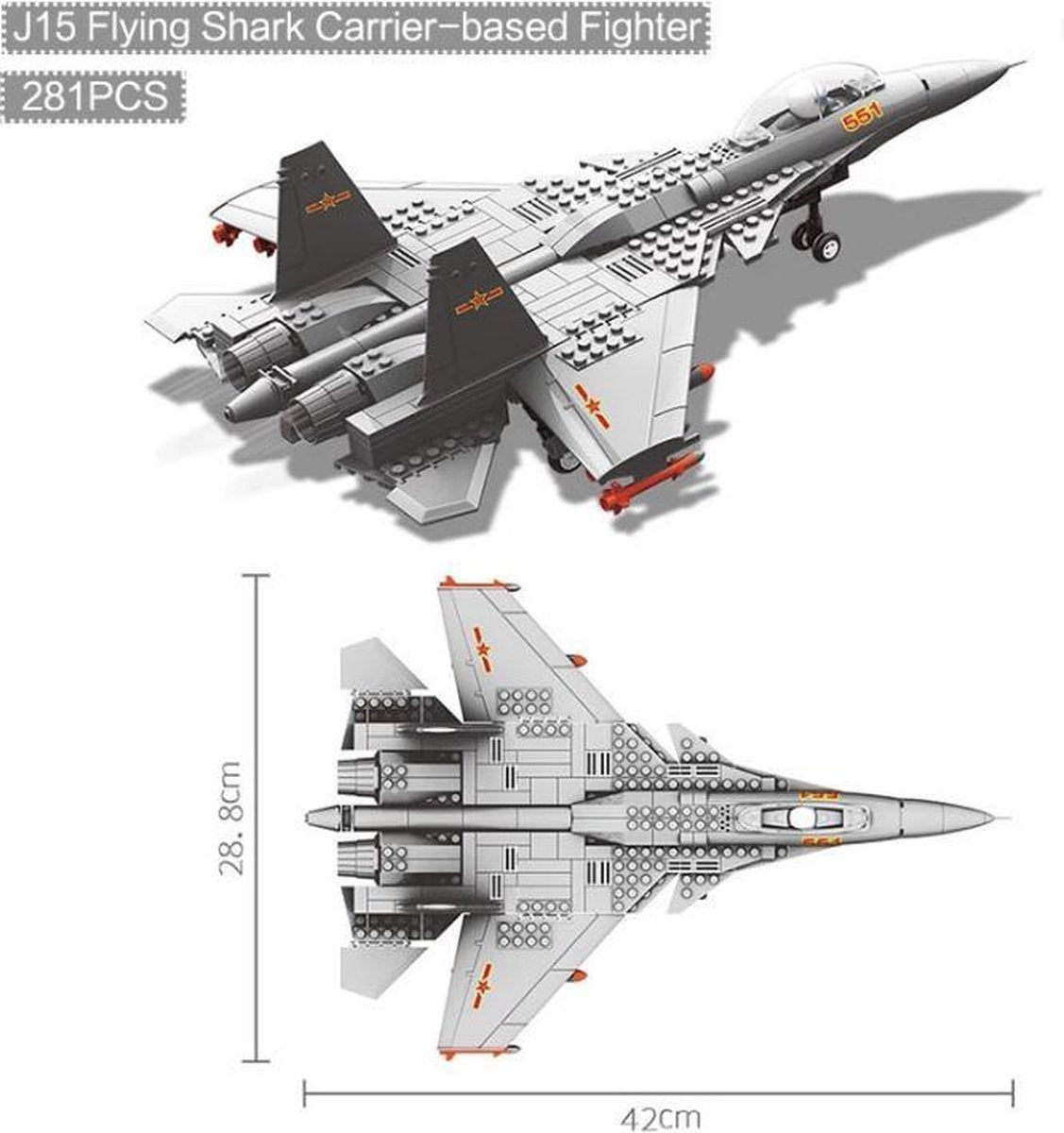 MW102 - J15 Flying Shark - 281 onderdelen en 1 mini-figuur - WW2 Bouwstenen - Lego fit - WW2 - Soldaten - Militair - Tank - Army - Bouwstenen - Wapens - Geweren - Brick - Tweede Wereld Oorlog - Mini-figures - Leger - Duits - Navy Seals
