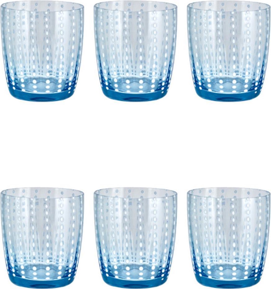 Livellara CARNIVAL Set van 6 Glazen. Stijlvol Design. Hoge Kwaliteit Glas in de Kleur Hemelsblauw.