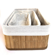 Bamboe Mand - Opbergmanden - Duurzaam Materiaal - Formaat 20x10x8cm - 25x15x10cm - 30x20x12cm - Voor in de Badkamer - Set van 3 Bamboe Manden