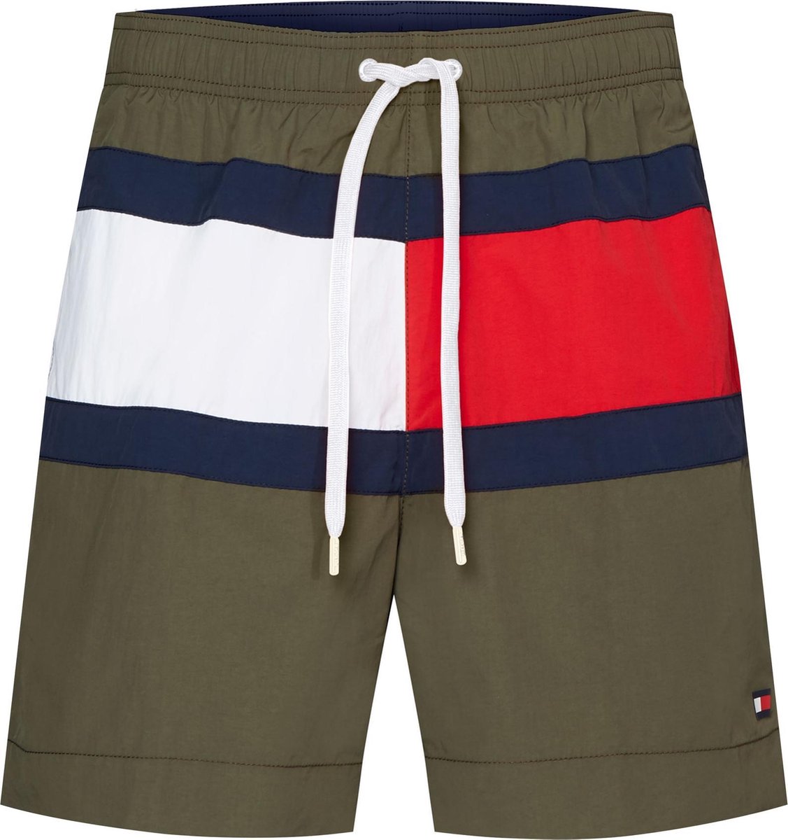 Tommy Hilfiger Medium Drawstring  Zwembroek - Maat S  - Mannen - army/navy/wit/rood