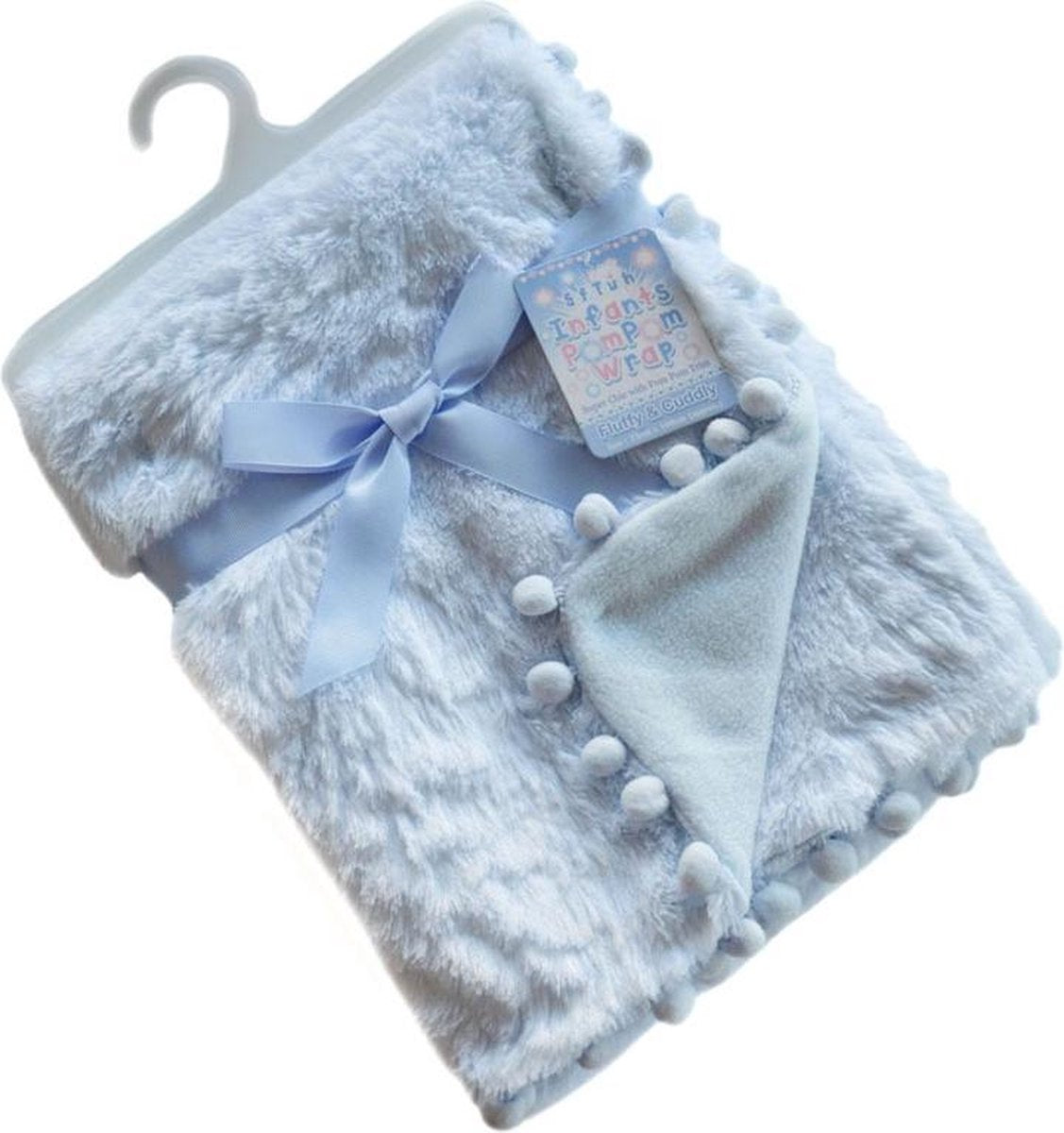 Soft Touch Babydeken Pompom 75 X 100 Cm Blauw