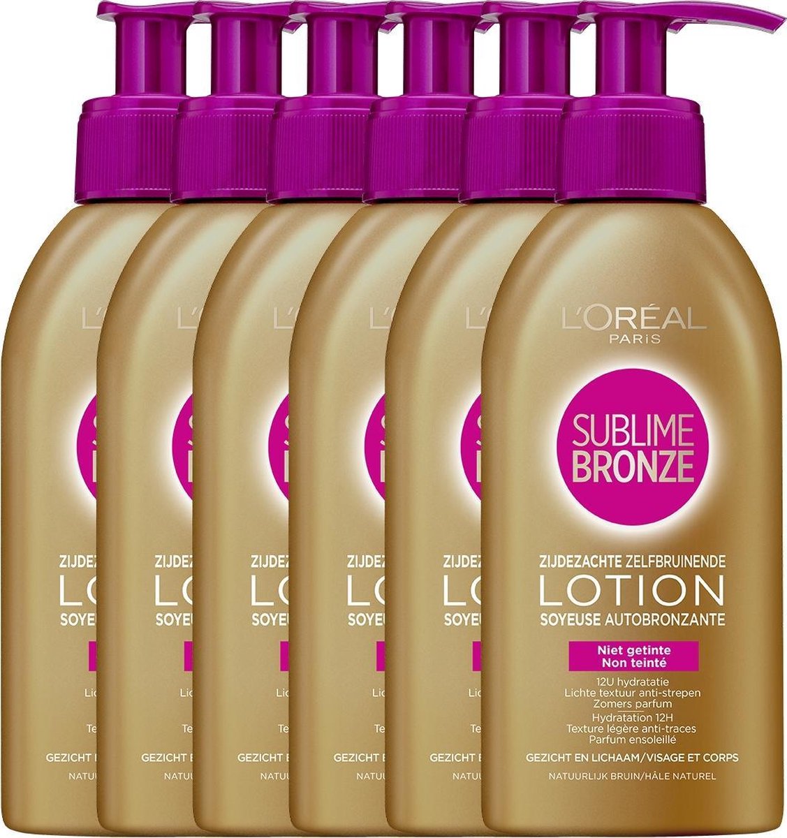 L’Oréal Paris Sublime Bronze Zelfbruinende Lotion - 6 x 150 ml - Gezicht en Lichaam