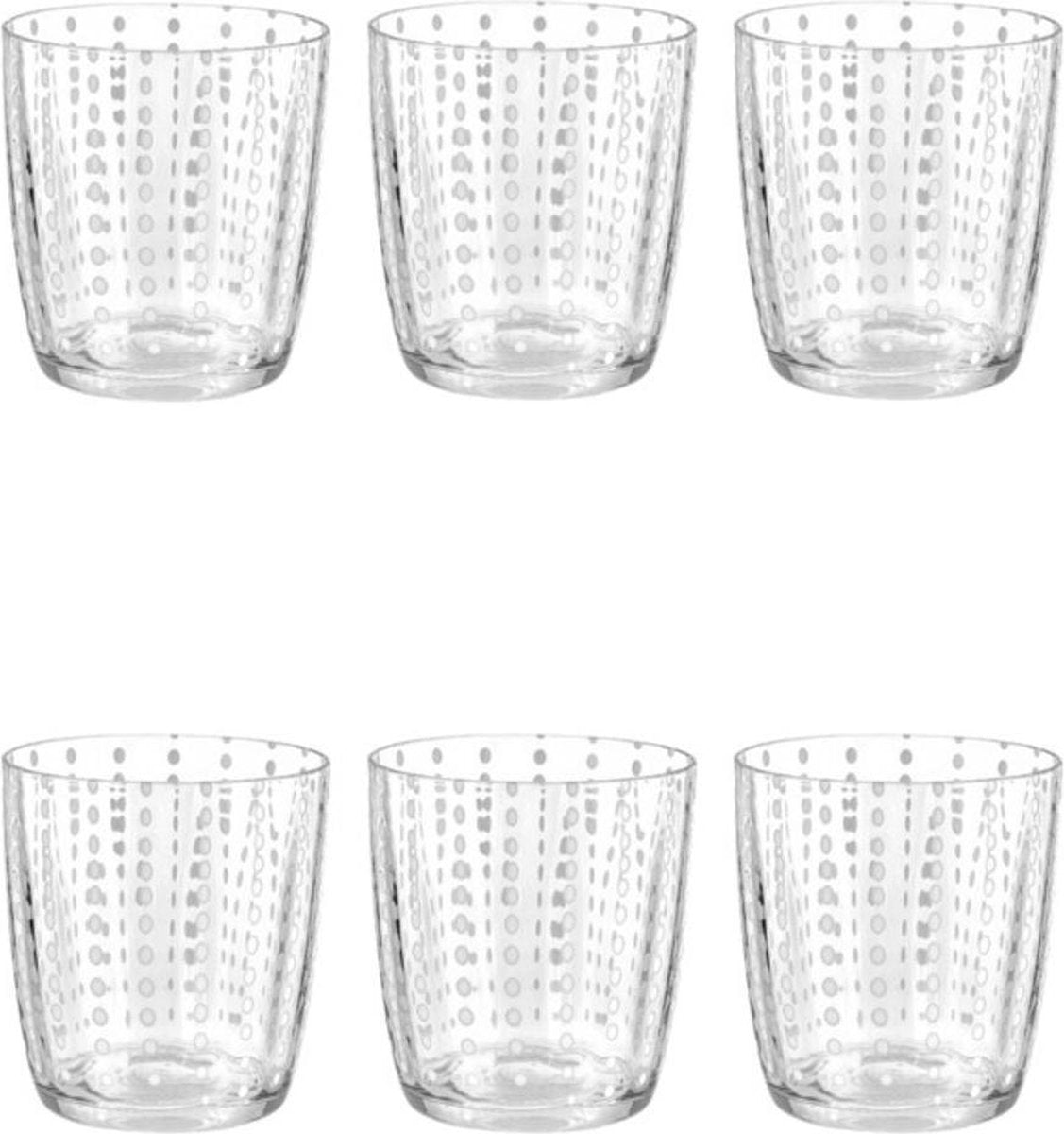 Livellara CARNIVAL Set van 6 Glazen. Stijlvol Design. Hoge Kwaliteit Helder Glas.
