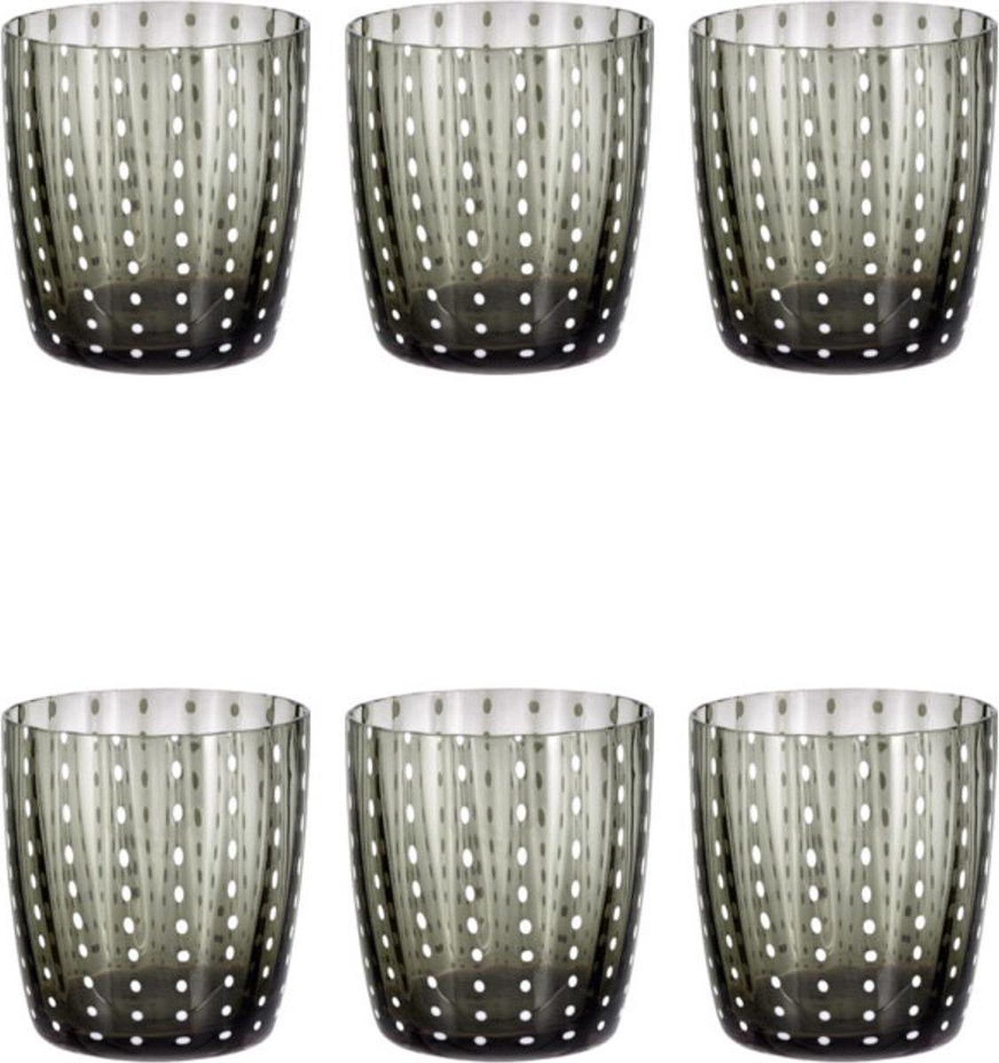 Livellara CARNIVAL Set van 6 Glazen. Stijlvol Design. Hoge Kwaliteit Glas in de Kleur Grijs.