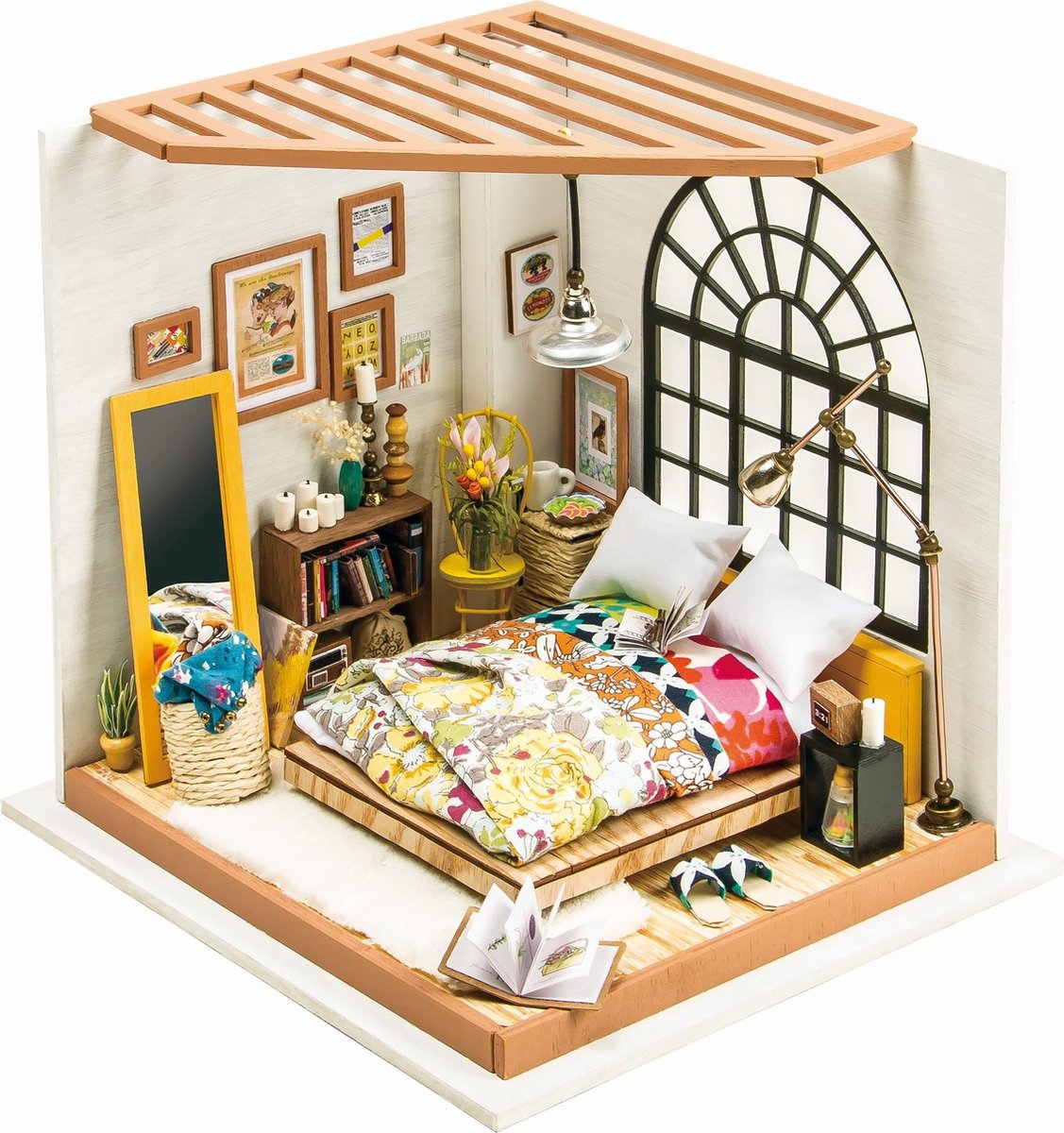 Robotime Alice's Dromerige Slaapkamer DG107 - Houten Modelbouw - Poppenhuis met LED licht - DIY