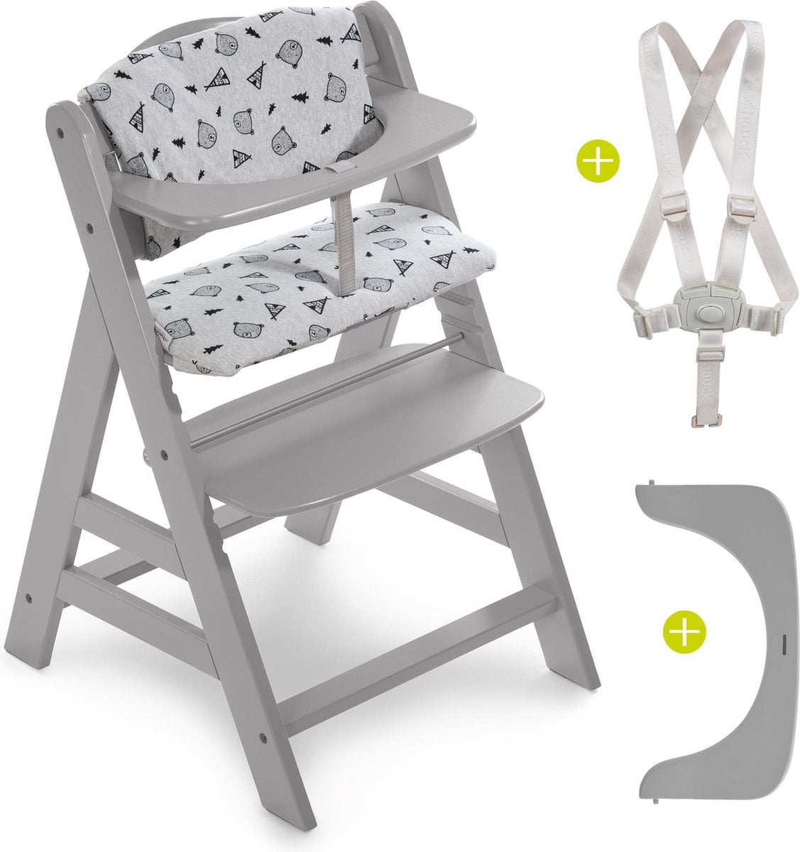 Hauck Alpha Plus Kinderstoel - Voordeelset met Premium Kussenset - Grijs / Nordic Grey