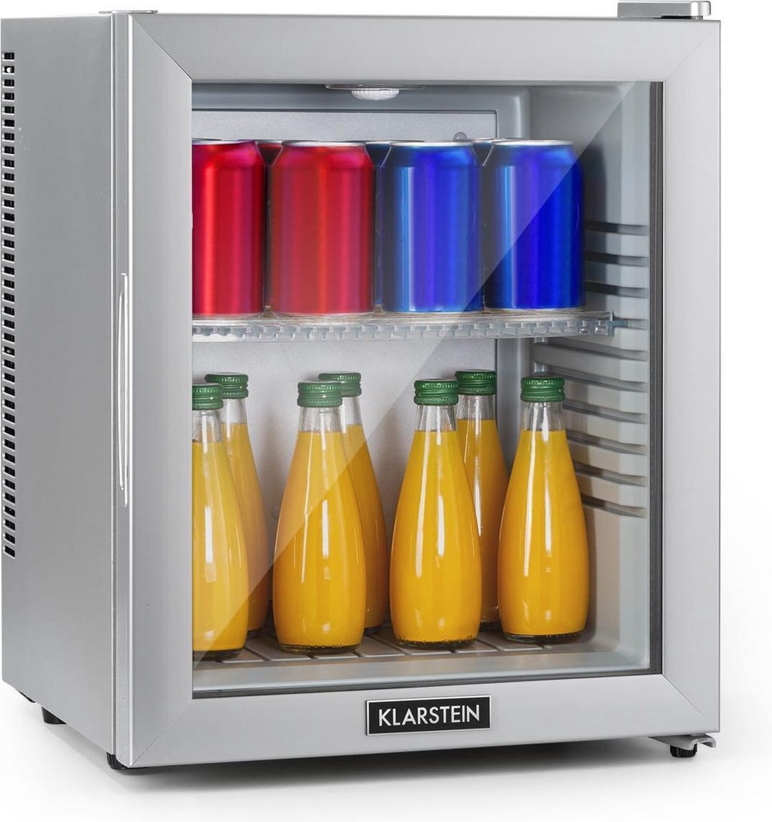 Klarstein Brooklyn 24 Silver mini-koelkast - barmodel koelkast 24 liter - glazen deur - led schap  - zilver
