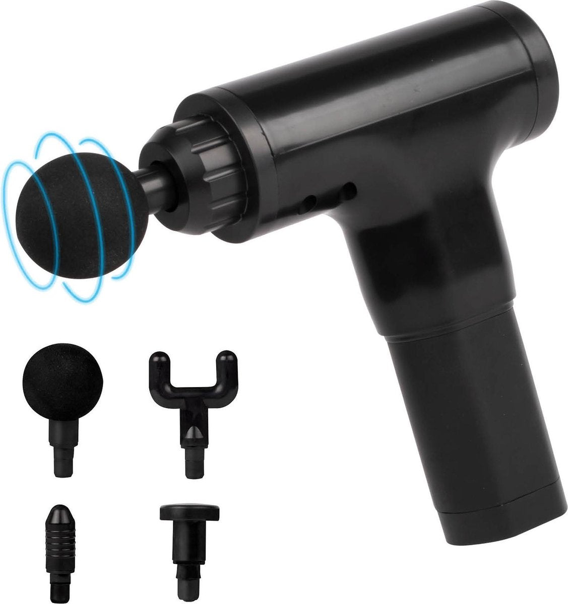 Fit Essentials Massage Gun – Ontspanning Cadeau – Massage Pistool Sport en Relax– Incl 4 opzet koppen – 6 Verschillende Standen – Zwart