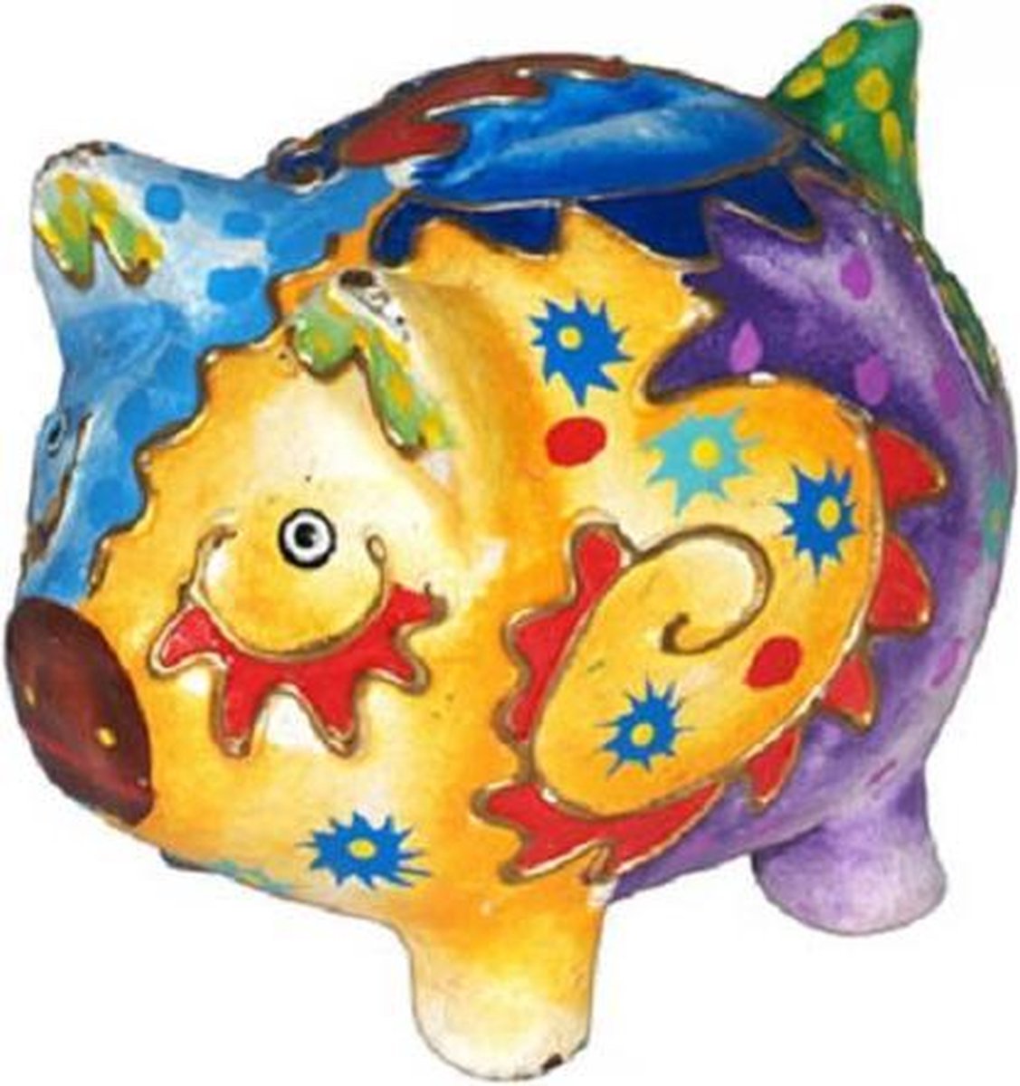 Spaarpot - Varken - Multicolor - 13x11x10cm - Sarana - Fairtrade India - Fairtrade
