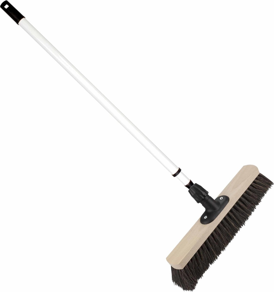 Houten straatbezem/buitenbezem Arenga 50 cm met metalen telescoopsteel wit 80 - 130 cm - Harde buitenbezems