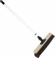 Houten straatbezem/buitenbezem Arenga 50 cm met metalen telescoopsteel wit 80 - 130 cm - Harde buitenbezems