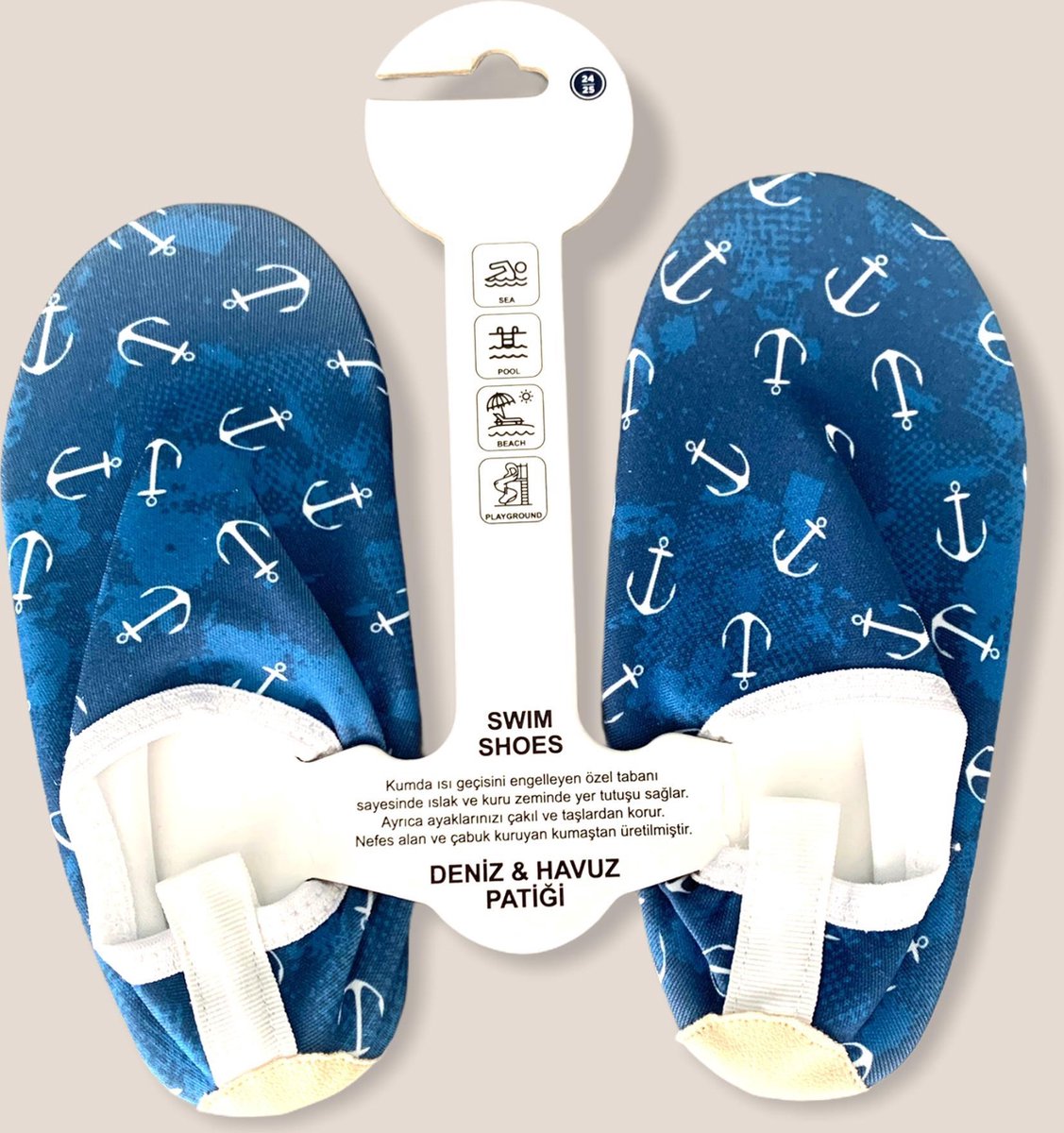 Eliz Baby Antislip Waterschoen Kinderen Waterslof Anti-slipzool Zwemschoen Gymschoen Anker 24-25