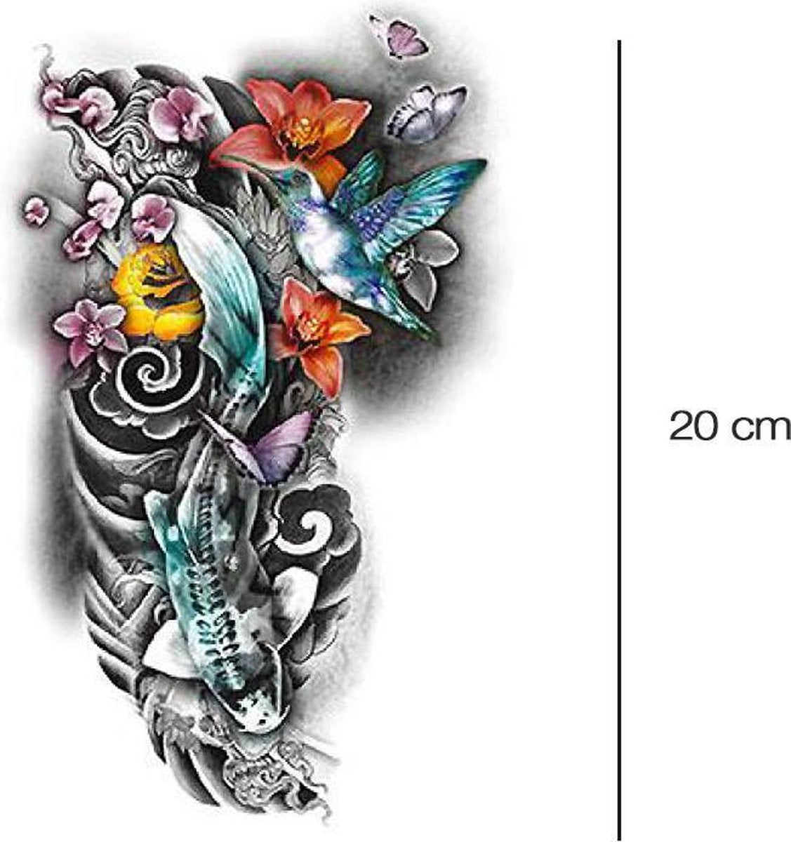 Koi Karper en Kolibrie Neptattoo