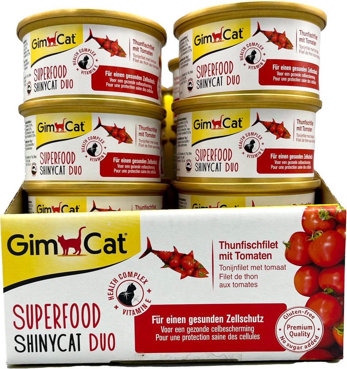 Gimcat Superfood Shinycat Duo 70 g - Kattenvoer - 24 x Tonijnfilet&Tomaat